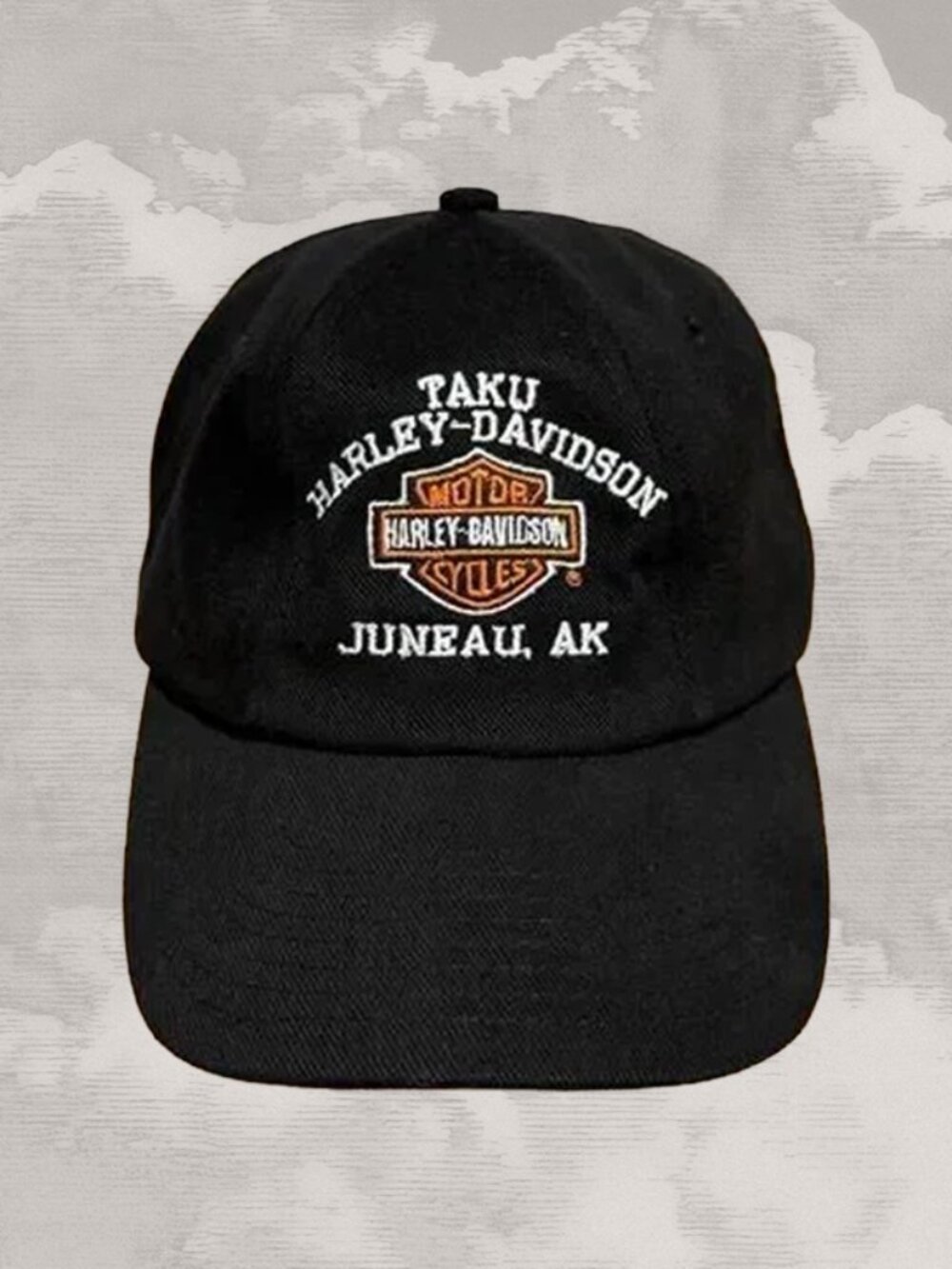 HARLEY-DAVIDSON Black hat of Taku Juneau AK Embroidered Adjustable Baseball cap